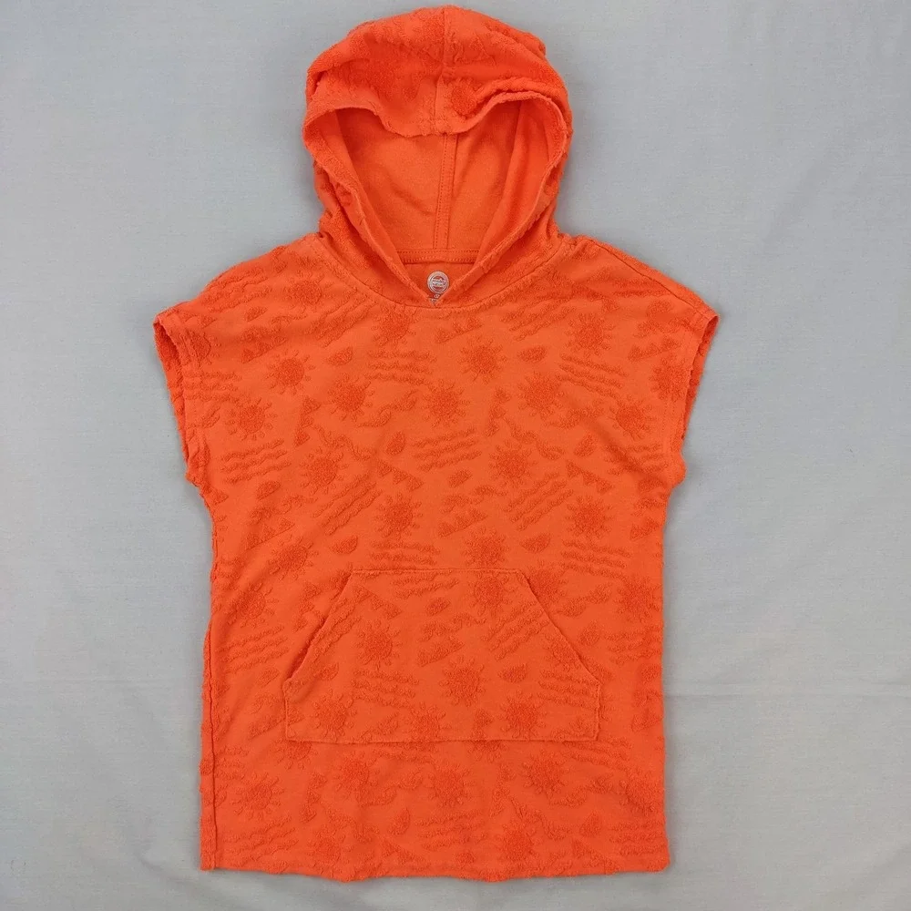 Wonder Nation Hoodie Unisex 4T Orange Terry Cloth Sun Pattern Sleeveless Coverup
